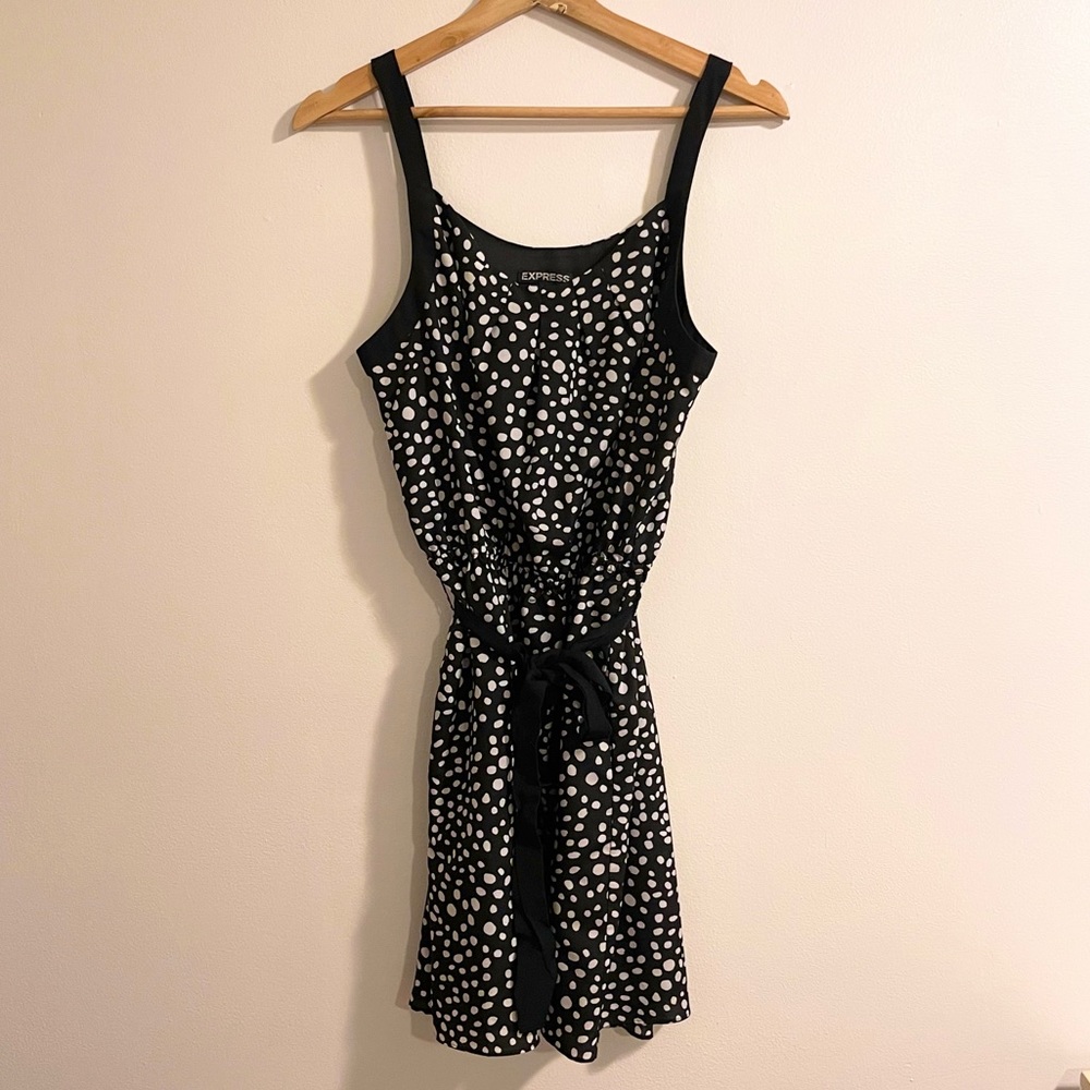 Express Black & White Polka Dot Dress
